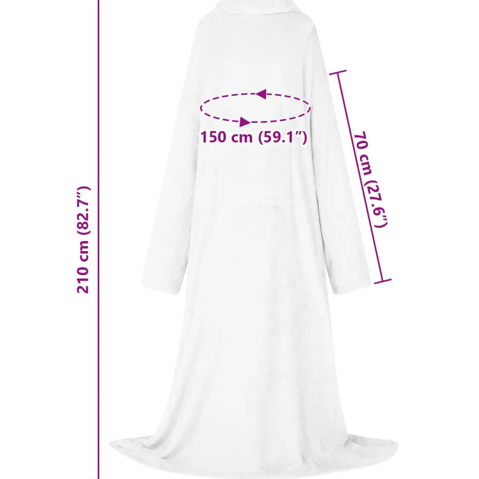 vidaXL Deken hoodie Wit F Flanel