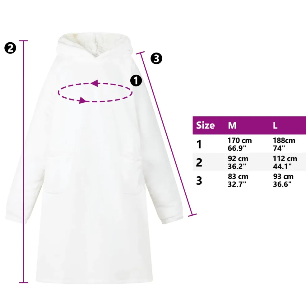 vidaXL Deken hoodie Wit M Fleece en Flanel