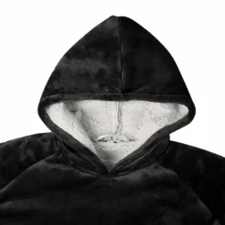 vidaXL Deken hoodie Zwart M Fleece en Flanel