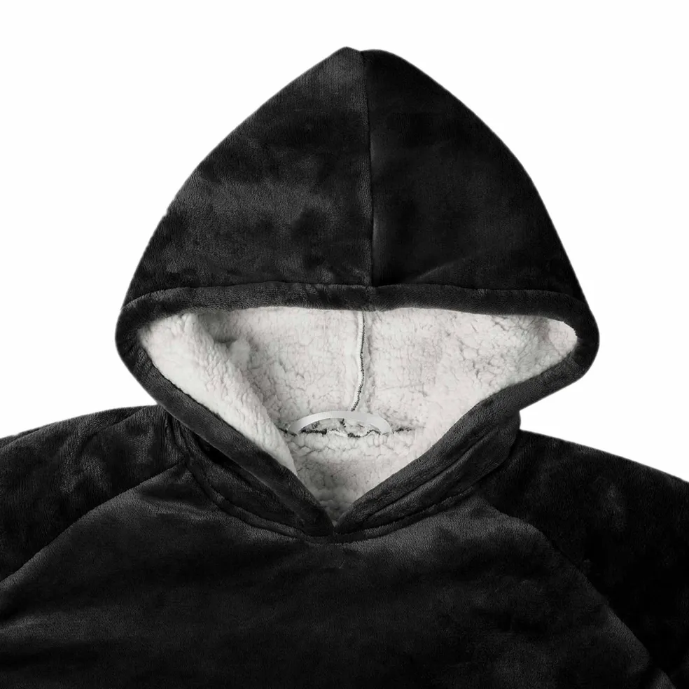 vidaXL Deken hoodie Zwart M Fleece en Flanel
