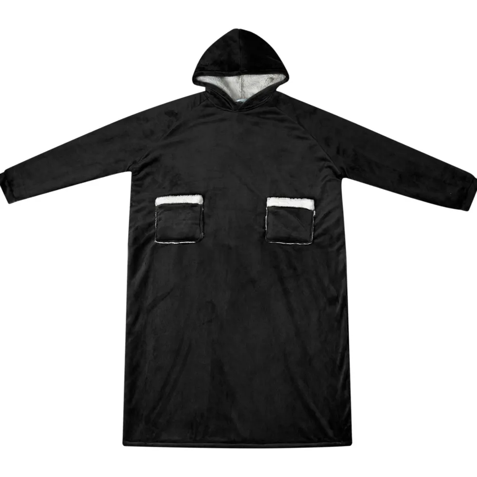 vidaXL Deken hoodie Zwart M Fleece en Flanel