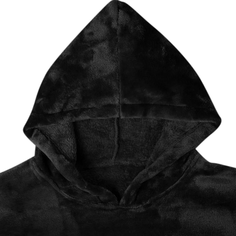 vidaXL Deken hoodie Zwart S Flanel