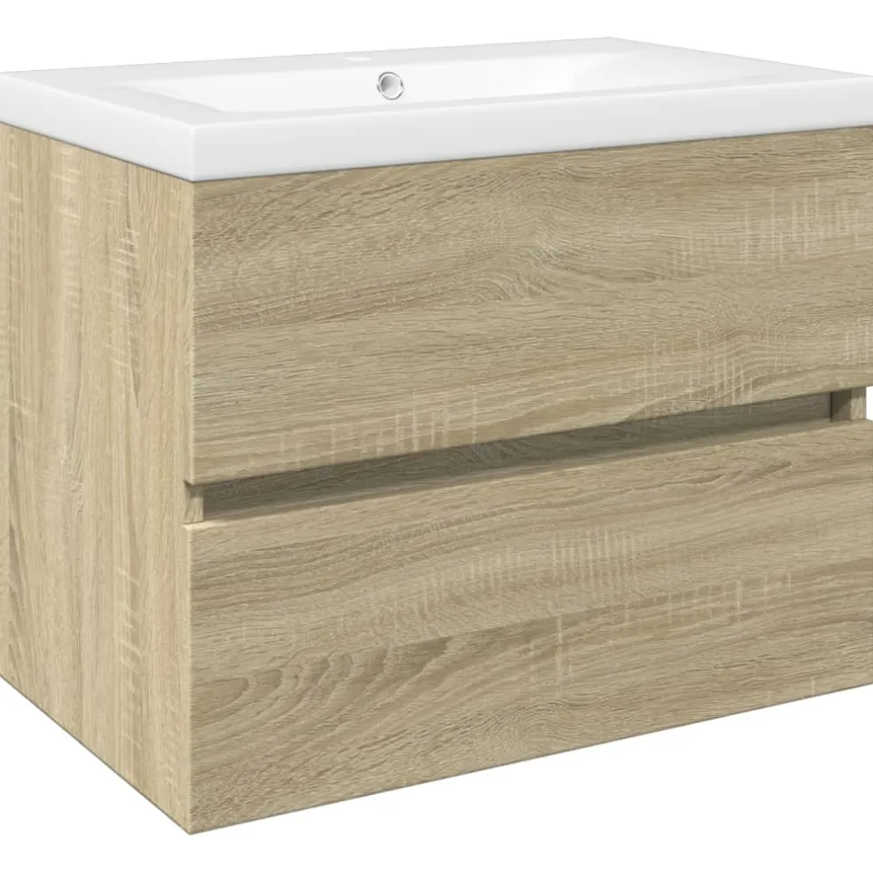 vidaXL 2-delige Badkamermeubelset keramiek en bewerkt hout