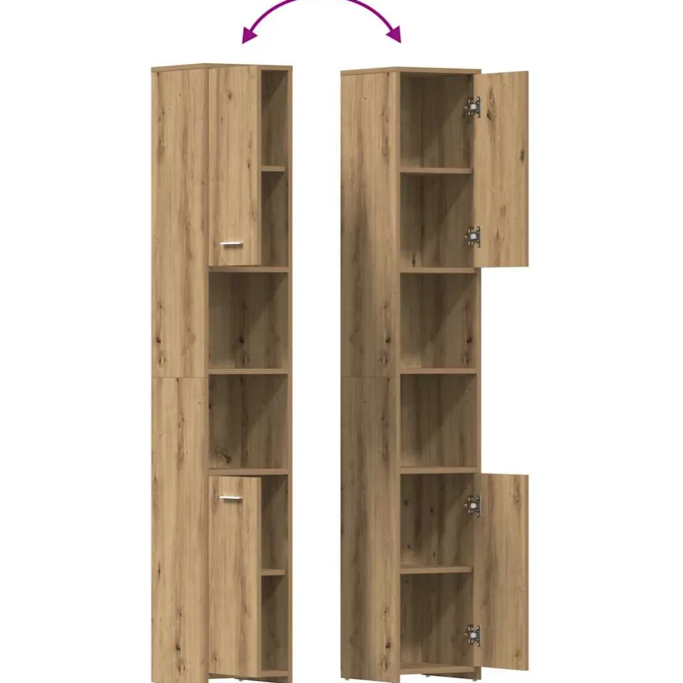 vidaXL 4-delige Badkamermeubelset bewerkt hout artisanaal eikenkleur