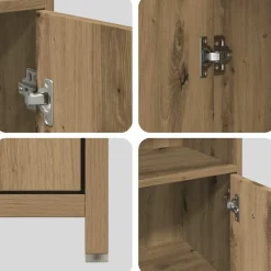 vidaXL 4-delige Badkamermeubelset bewerkt hout artisanaal eikenkleur