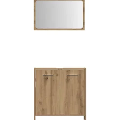 vidaXL 4-delige Badkamermeubelset bewerkt hout artisanaal eikenkleur