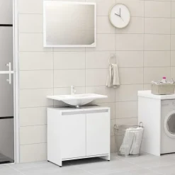 vidaXL 3-delige Badkamermeubelset bewerkt hout wit