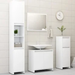 vidaXL 3-delige Badkamermeubelset bewerkt hout wit