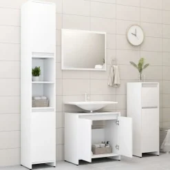 vidaXL 3-delige Badkamermeubelset bewerkt hout wit