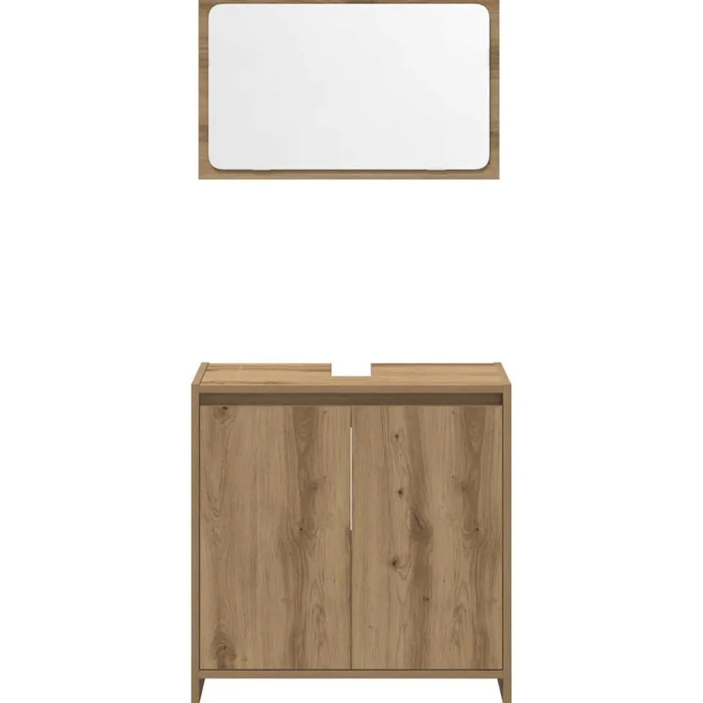 vidaXL 3-delige Badkamermeubelset bewerkt hout artisanaal eikenkleur