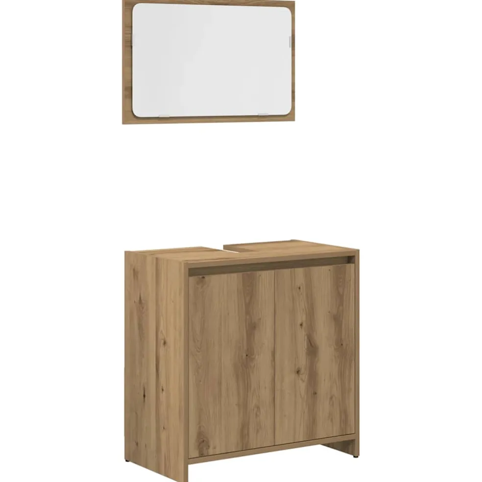 vidaXL 3-delige Badkamermeubelset bewerkt hout artisanaal eikenkleur