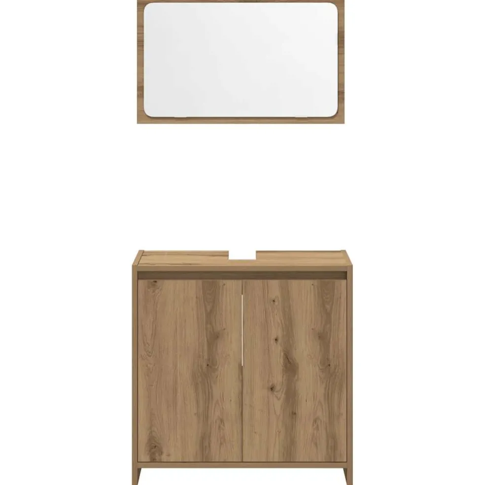 vidaXL 3-delige Badkamermeubelset bewerkt hout artisanaal eikenkleur