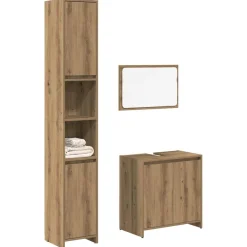 vidaXL 3-delige Badkamermeubelset bewerkt hout artisanaal eikenkleur