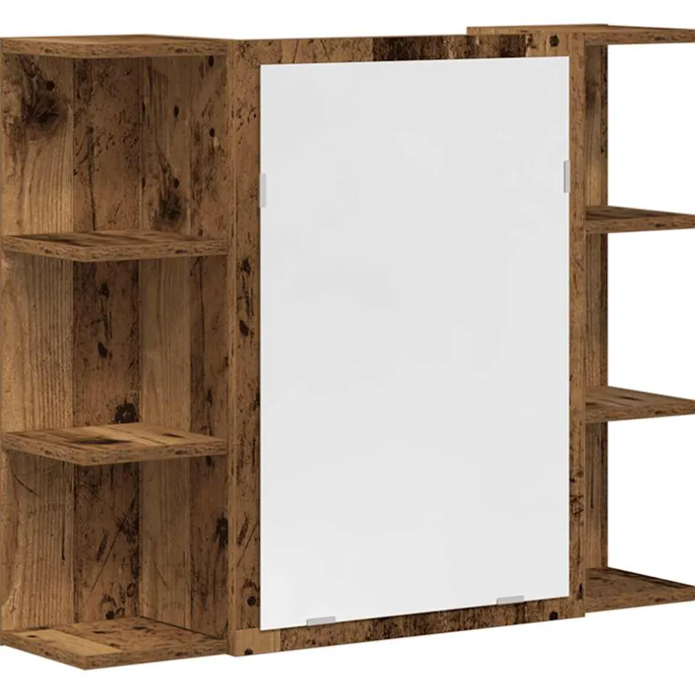 vidaXL 4-delige Badkamermeubelset bewerkt hout oud houtkleurig