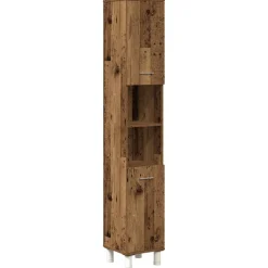vidaXL 4-delige Badkamermeubelset bewerkt hout oud houtkleurig