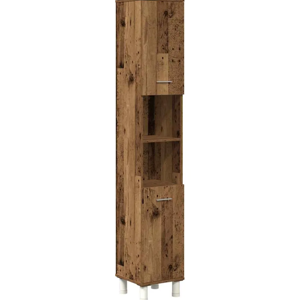 vidaXL 4-delige Badkamermeubelset bewerkt hout oud houtkleurig