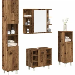 vidaXL 4-delige Badkamermeubelset bewerkt hout oud houtkleurig
