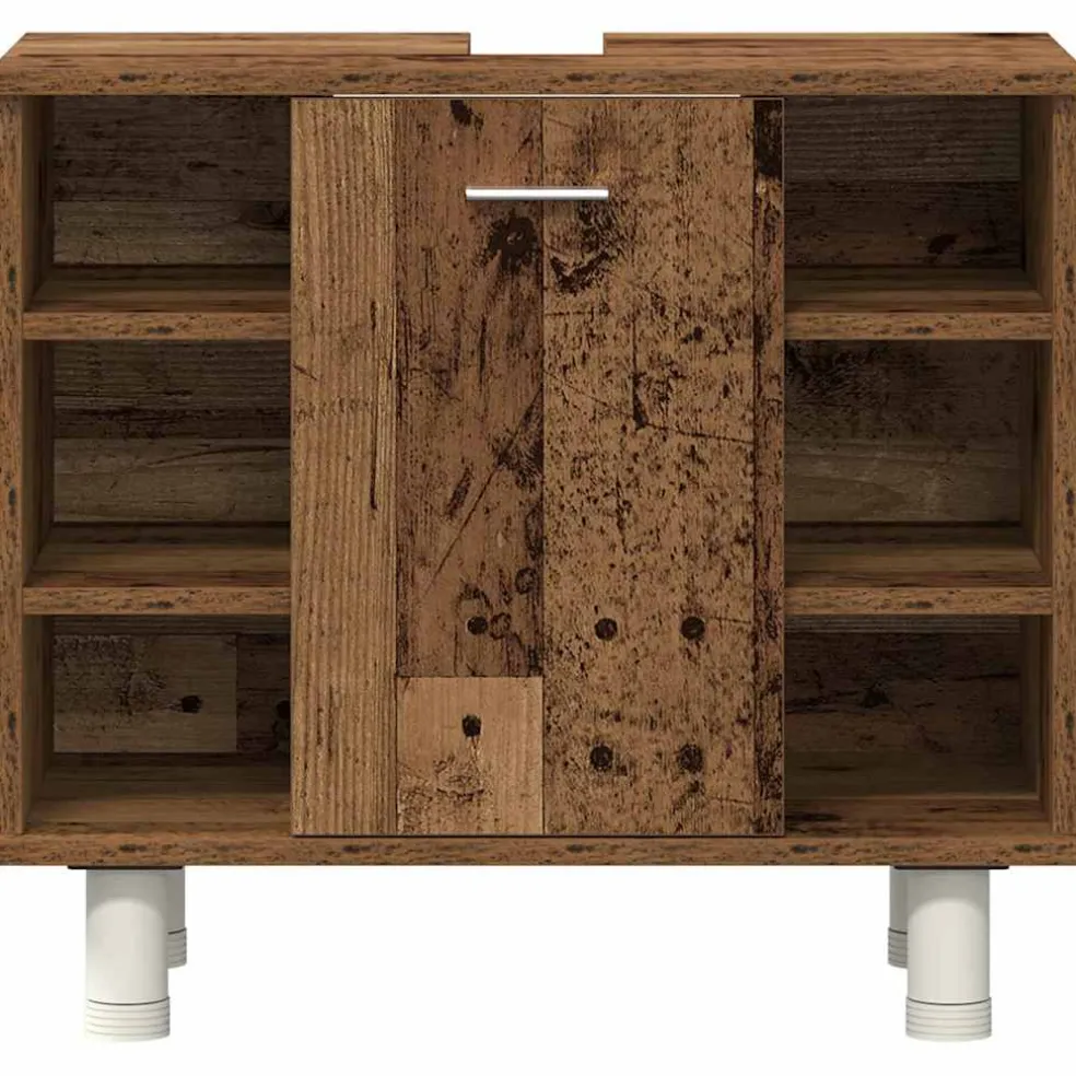 vidaXL 4-delige Badkamermeubelset bewerkt hout oud houtkleurig