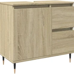 vidaXL 3-delige Badkamermeubelset bewerkt hout sonoma eikenkleurig