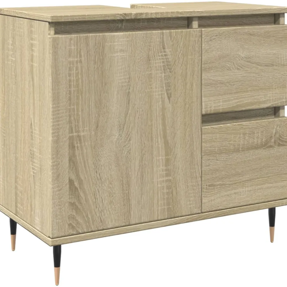 vidaXL 3-delige Badkamermeubelset bewerkt hout sonoma eikenkleurig