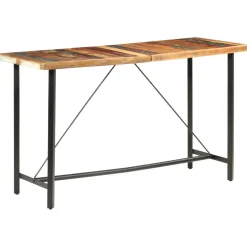 vidaXL 9-delige Barset massief gerecycled hout en echt leer