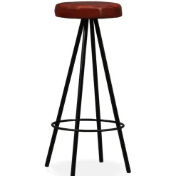 vidaXL 9-delige Barset massief gerecycled hout en echt leer