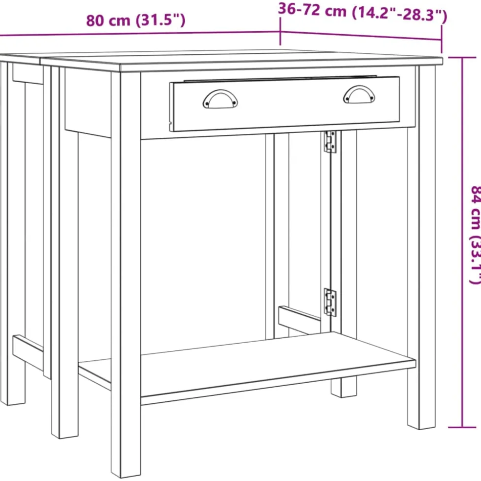 vidaXL 5-delige Barset massief grenenhout wit
