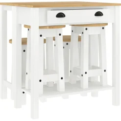vidaXL 5-delige Barset massief grenenhout wit