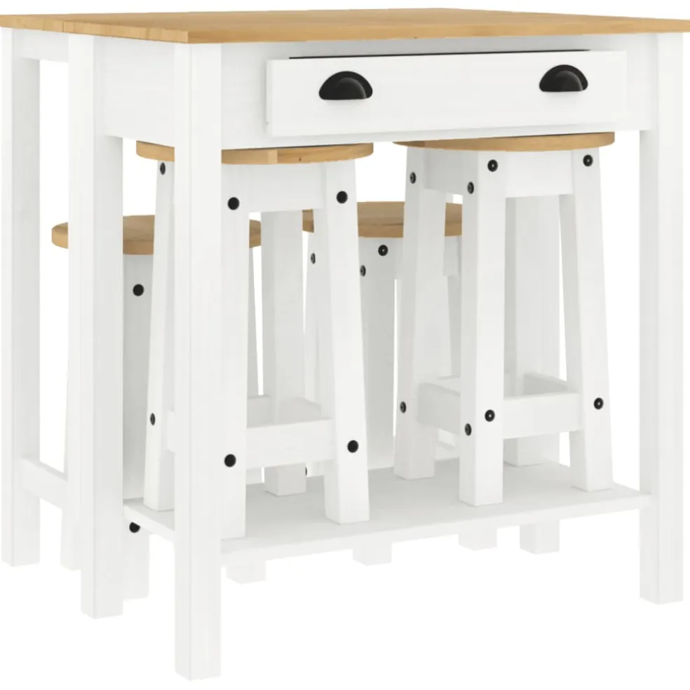 vidaXL 5-delige Barset massief grenenhout wit