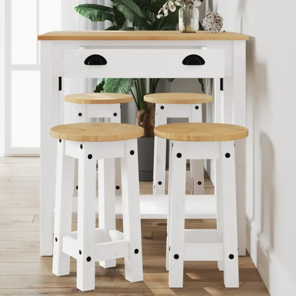 vidaXL 5-delige Barset massief grenenhout wit