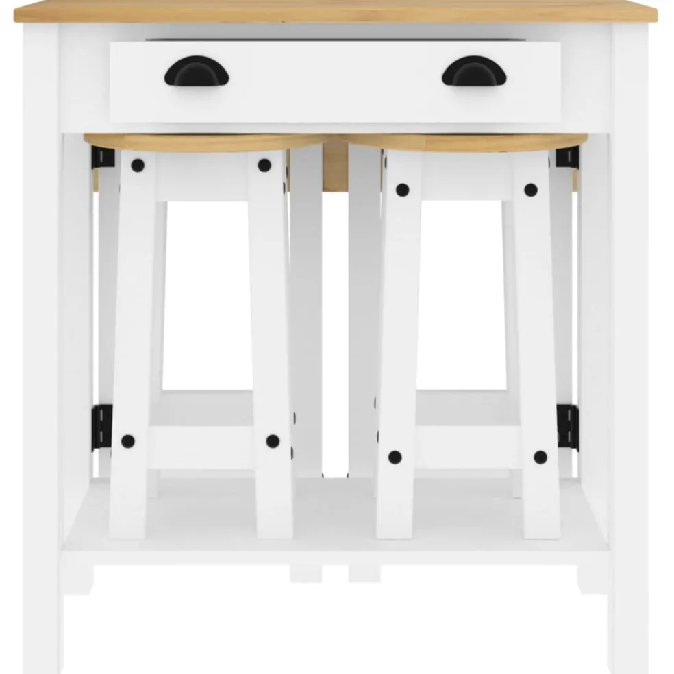vidaXL 5-delige Barset massief grenenhout wit