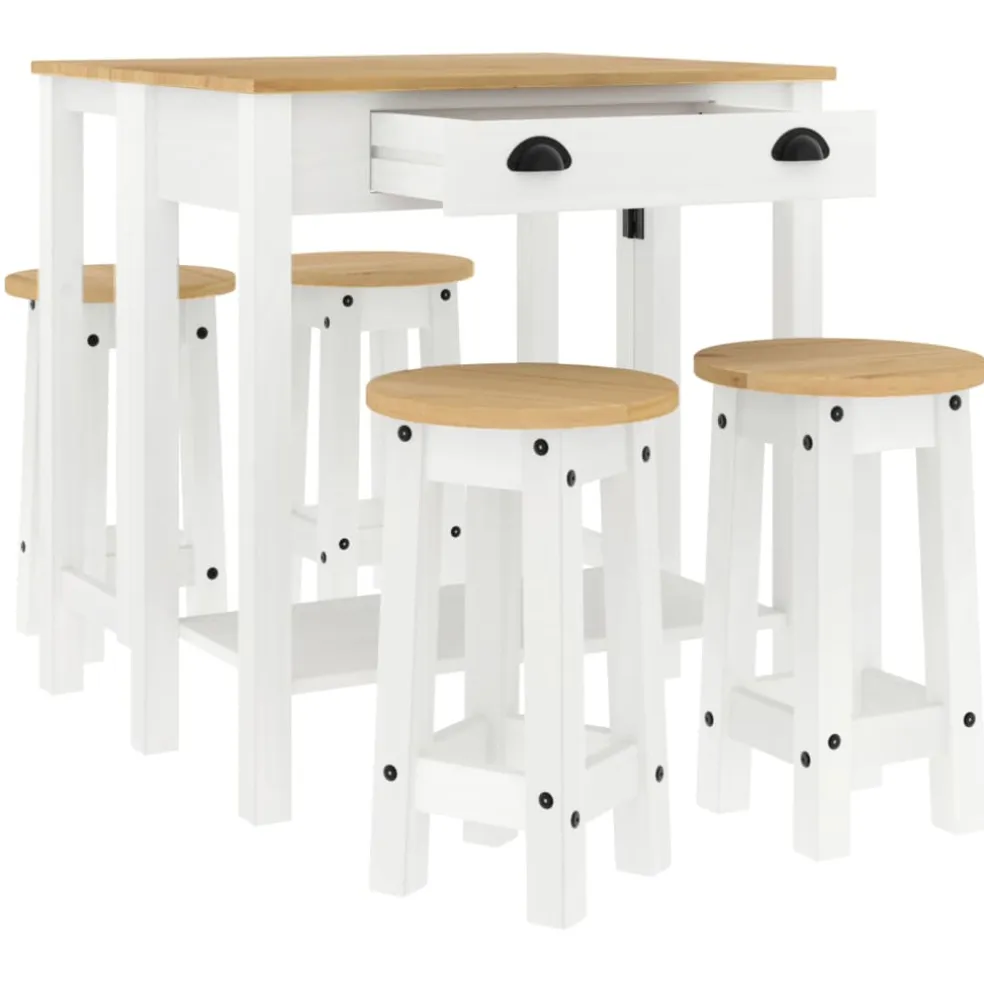 vidaXL 5-delige Barset massief grenenhout wit