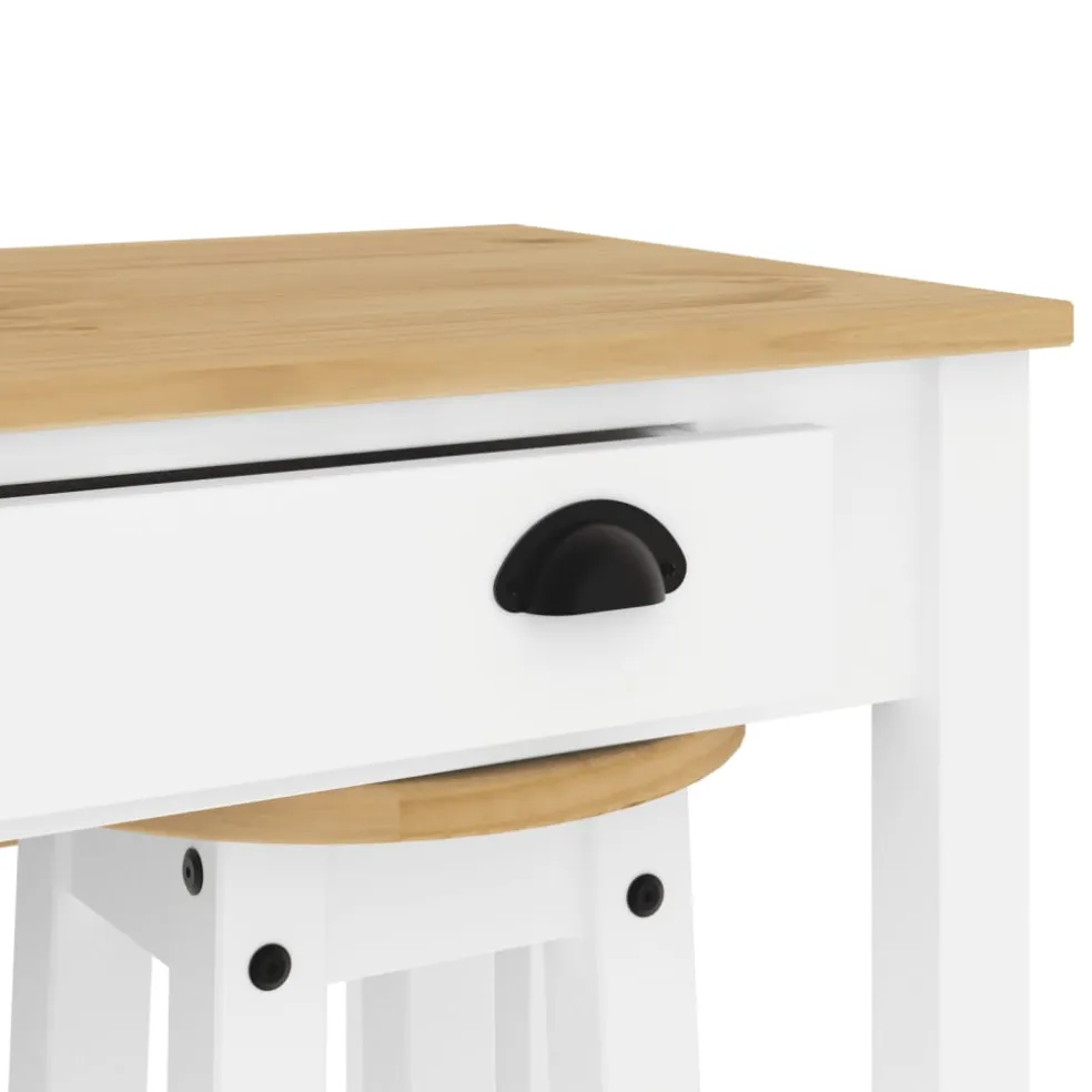 vidaXL 5-delige Barset massief grenenhout wit