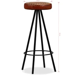 vidaXL 3-delige Barset massief acaciahout, echt leer en canvas