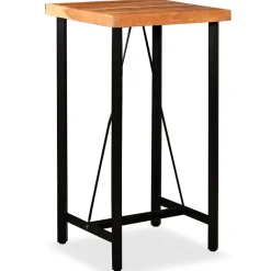 vidaXL 3-delige Barset massief acaciahout, echt leer en canvas