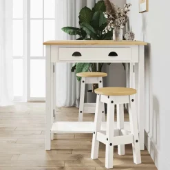vidaXL 3-delige Barset massief grenenhout wit