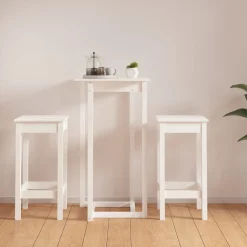 vidaXL 3-delige Barset massief grenenhout wit