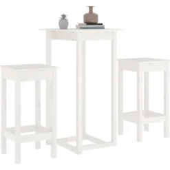vidaXL 3-delige Barset massief grenenhout wit