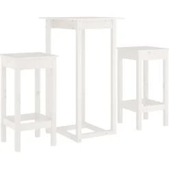 vidaXL 3-delige Barset massief grenenhout wit