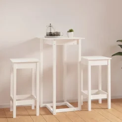 vidaXL 3-delige Barset massief grenenhout wit