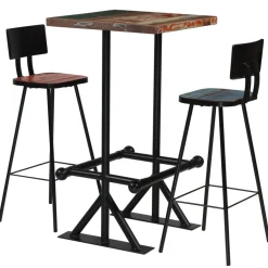 vidaXL 3-delige Barset massief gerecycled hout meerkleurig