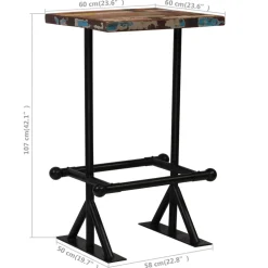 vidaXL 3-delige Barset massief gerecycled hout meerkleurig