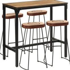 vidaXL 5-delige Barset massief ruw mangohout en metaal
