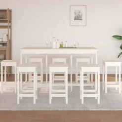 vidaXL 9-delige Barset massief grenenhout wit