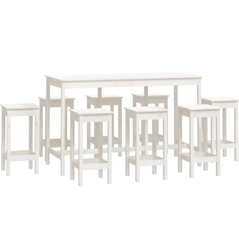 vidaXL 9-delige Barset massief grenenhout wit