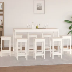 vidaXL 9-delige Barset massief grenenhout wit