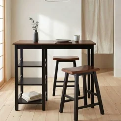vidaXL 3-delige Barset MDF zwart