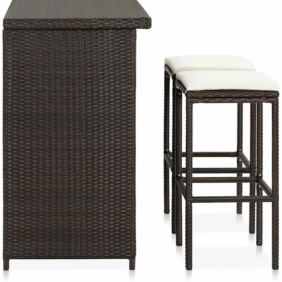 vidaXL 3-delige Barset poly rattan bruin