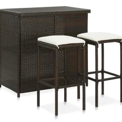 vidaXL 3-delige Barset poly rattan bruin