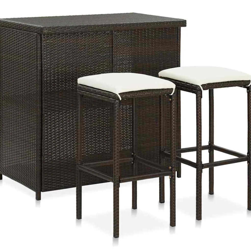 vidaXL 3-delige Barset poly rattan bruin